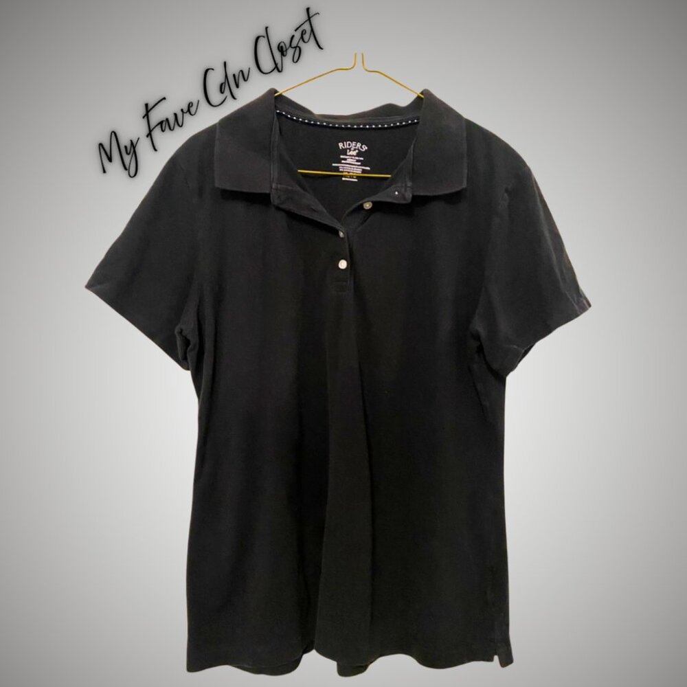 Riders By Lee Black Ladies Polo Top sz XL